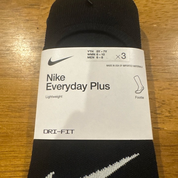 Nike Everyday Plus Training Footie Socks Medium 3 Pair SX5277 011 Black New Tags - Picture 3 of 6